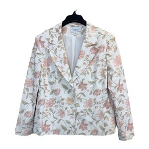 Vintage Conrad C Womens 12 Floral Blazer Jacket Pockets Stretch Cotton Blend
